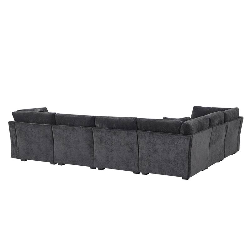 Christopher Knight Home - Verona 7-Piece Reversible Modular Fabric Sectional Sofa with Ottoman, Square Arms & Pillow Back
