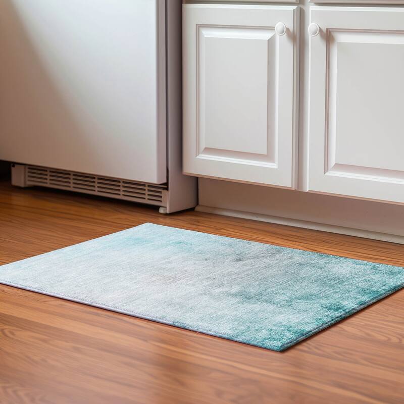 Premium Washable Super Soft Solid Ombre Mayfield Rug - Teal - 1' 8" x 2' 6" - Rectangle