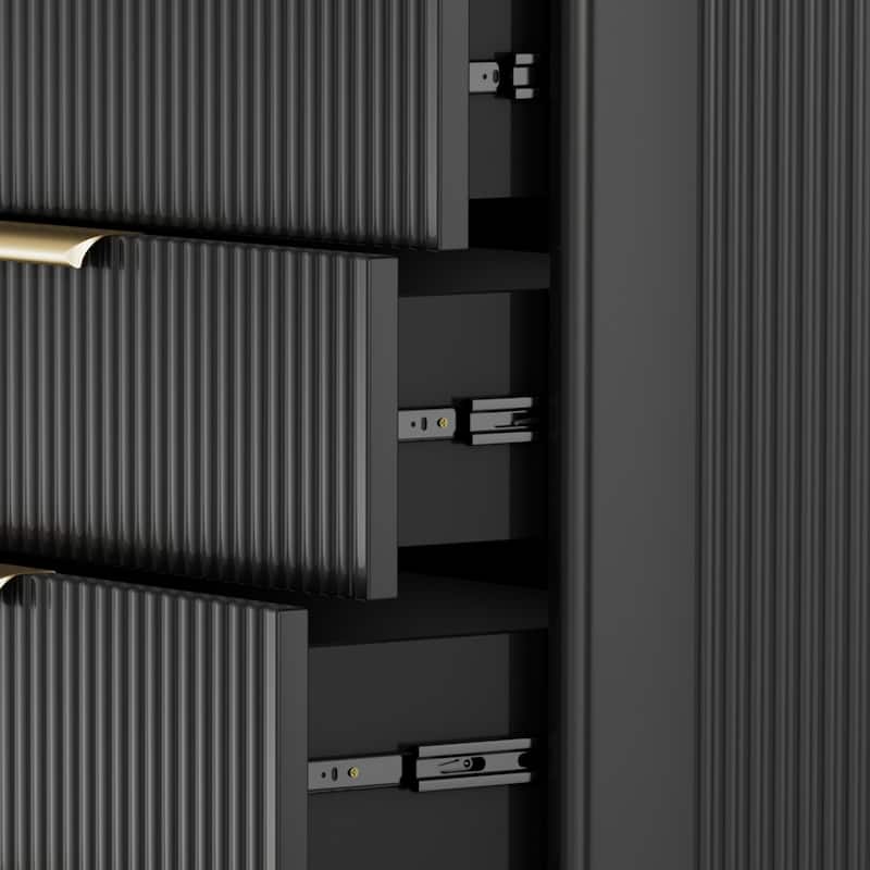 Meyreso Modern Boho Wave Wood Dresser, Wide Storage Cabinet