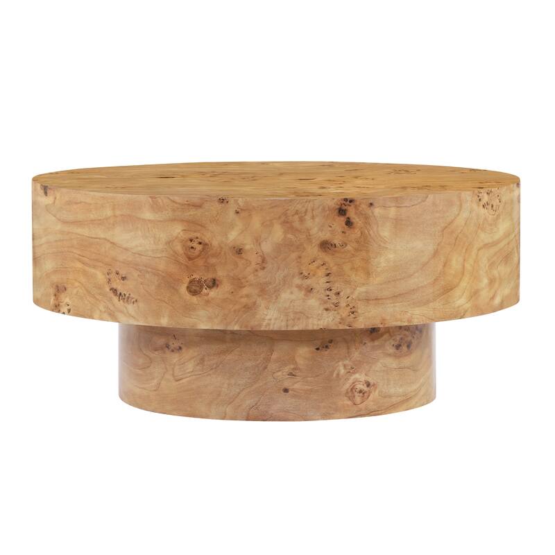 Christopher Knight Home - Orval Modern 31.5" Round Coffee Table with Thick Top & Drum Pedestal Base, Versatile for Living Areas