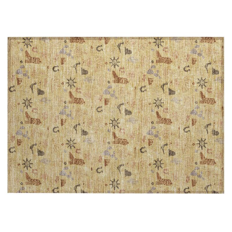 Machine Washable Indoor/ Outdoor Cowboy Ranch Chantille Rug