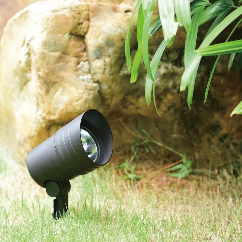 Low-Voltage Aluminum Black Outdoor Landscape Path Flood Light LED Clear Glass - 3.25-in W x 6.25-in H x 5.75-in D