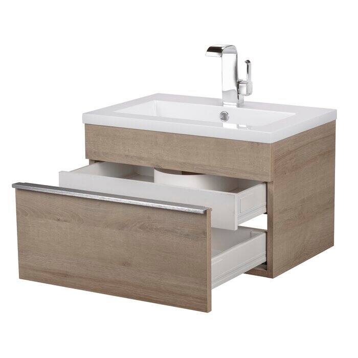 Trough Collection 24" Wall Mount Cultured Marble Bathroom Vanity with Sink and Drawer