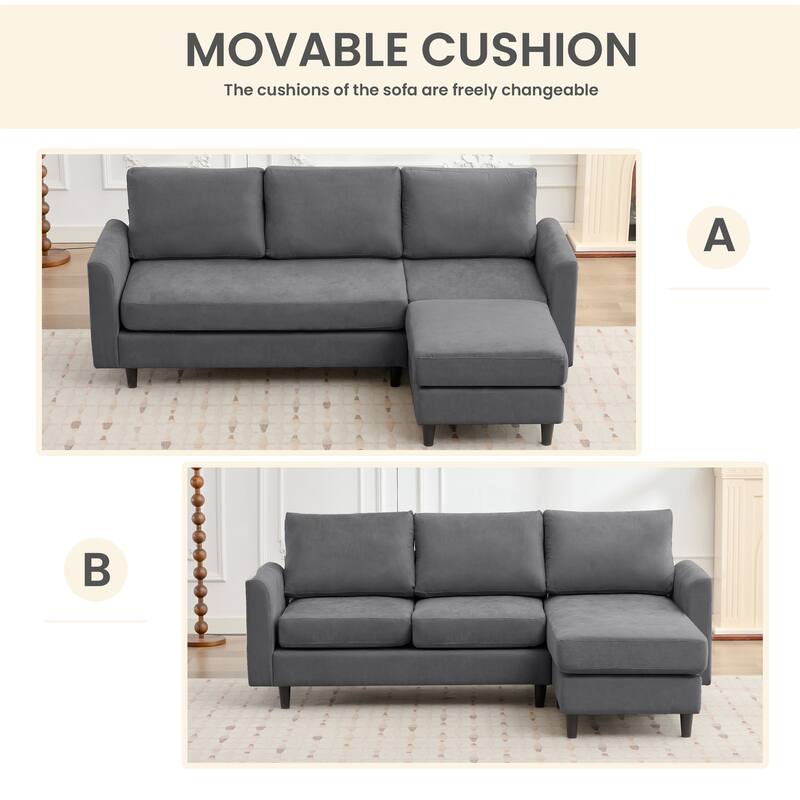 Snow Velvet Sectional Sofa