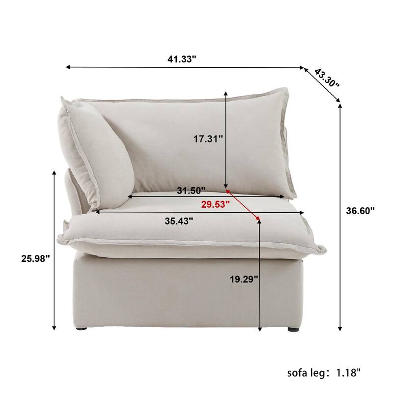 162''W Linen Blend Sectional Sofa with 2 Ottomans U-shaped Sofa Couch