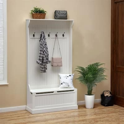 38" 3-In-1 Entryway Hall Tree w/Storage Bench,Coat Rack w/Shoe Storage