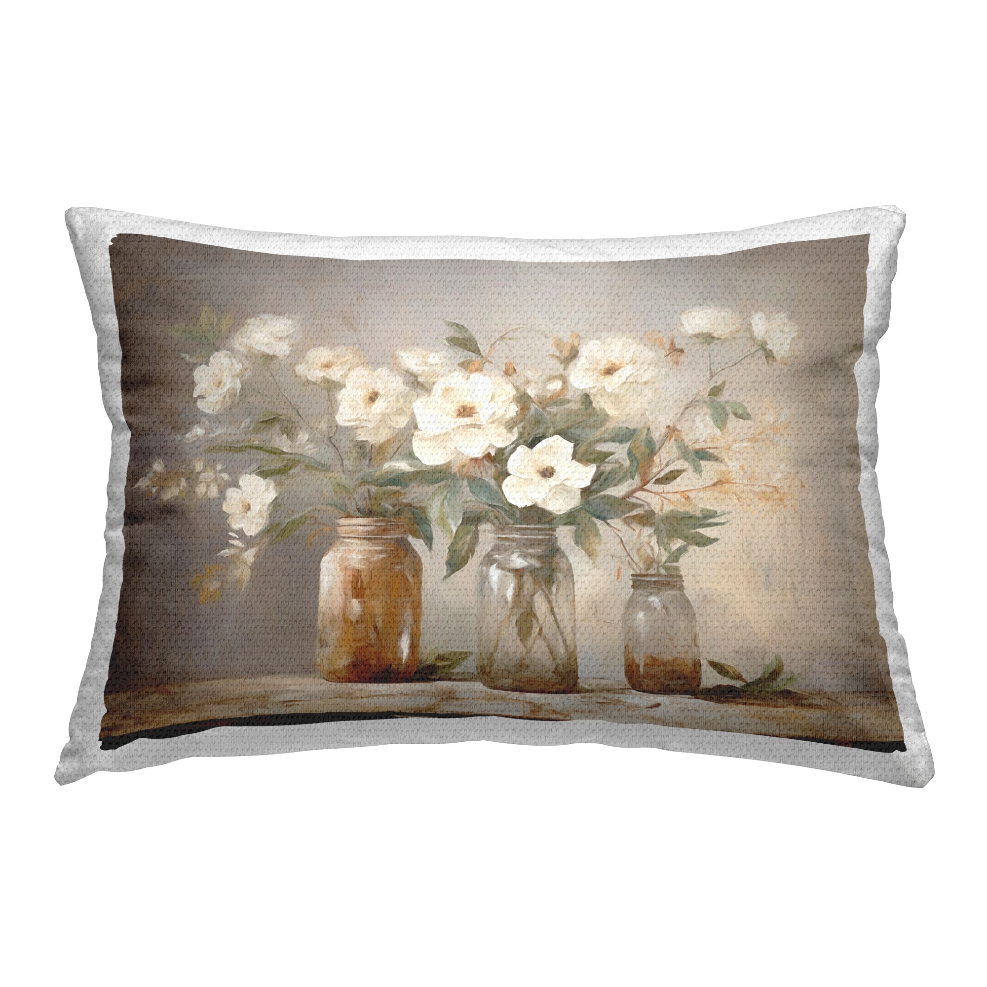 Stupell Country Blossom Jars Printed Outdoor Throw Pillow Design by Ramona Murdock