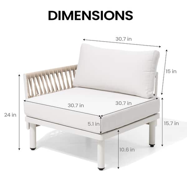 dimension image slide 1 of 4, Outdoor Patio Aluminum PE Rattan Free Combination Sectional Sofa Conversation Seating Set