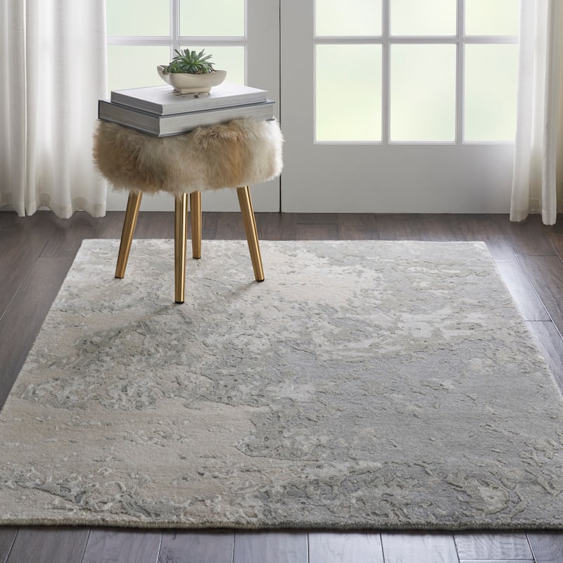 Nourison Silk Shadows Modern Abstract Beige Sheen Area Rug