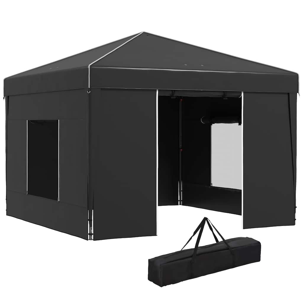 Portable 9.7'x9.7' Pop Up Canopy Tent with Sidewalls, Mesh Windows, Reflective Strips, and Carry Bag for Outdoor Events