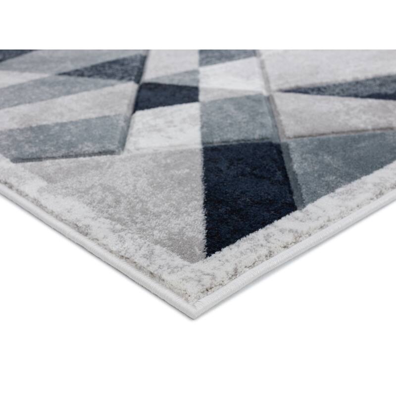 Orelsi Collection Abstract Area Rug with Hand Carved Accents