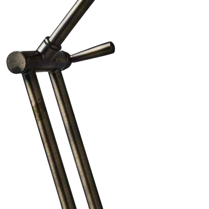 HomeRoots 18" Antiqued Bronze Adjustable Swing Arm Desk Lamp USB With Antiqued Bronze Shade