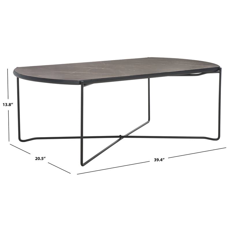 SAFAVIEH Leva Coffee Table - 39.4 In. W x 20.5 In. D x 13.8 In. H - 39Wx21Dx14H - Dark Sandstone