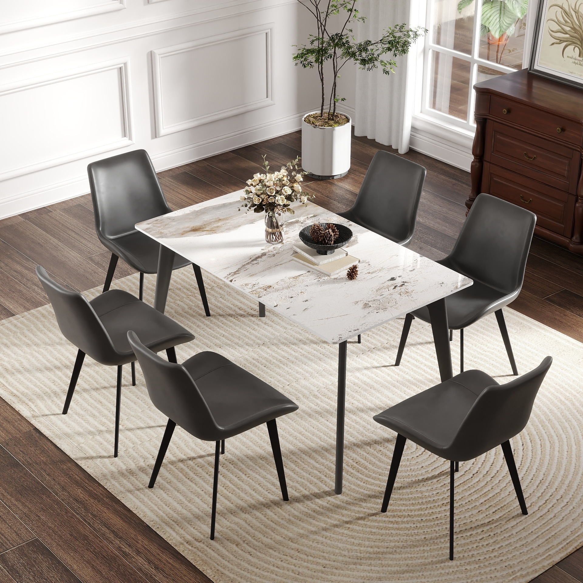 Black Square Tulip Table For Small Space With Sturdy Metal Base