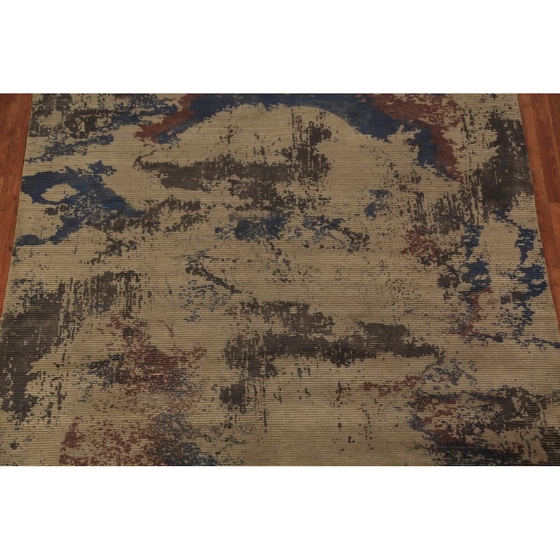 Handmande Abstract Indian Area Rug Handmade Wool Carpet - 7'10"x 9'10"
