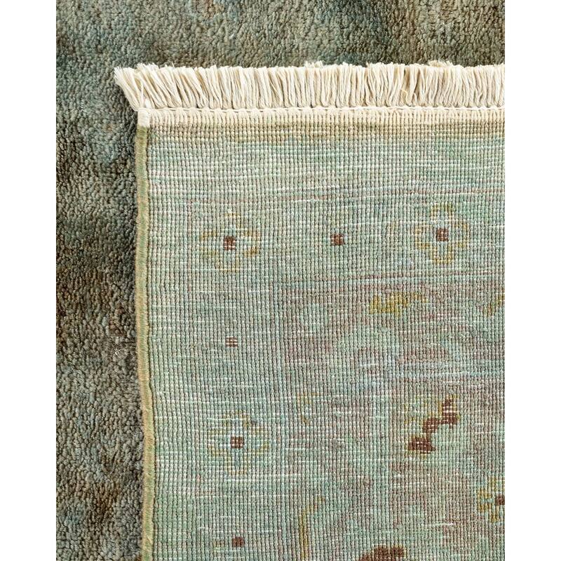 Overton Hand Knotted Wool Vintage Inspired Modern Contemporary Overdyed Blue Area Rug - 6' 0" x 8' 9"