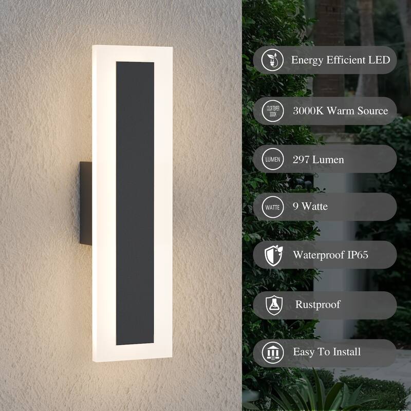 Outdoor Linear Integrated LED Wall Sconce Light Fixture with Bracket
