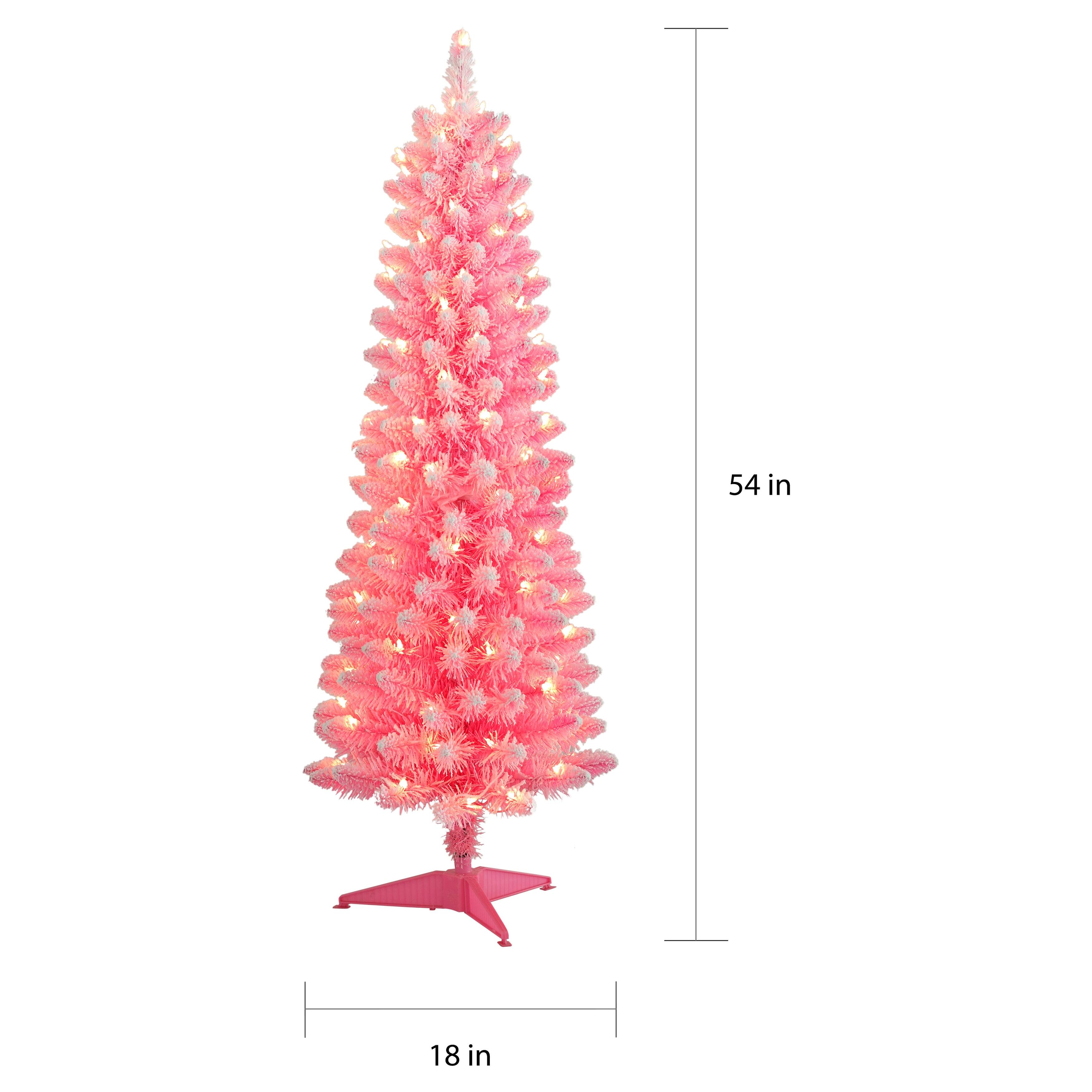 Puleo International PreLit 4.5' Pink Pencil Artificial Christmas Tree