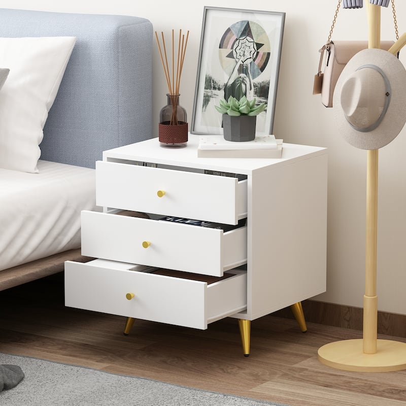 Modern 3-Drawer Nightstand Drawer Storage End Table Side Table - 1 PCS