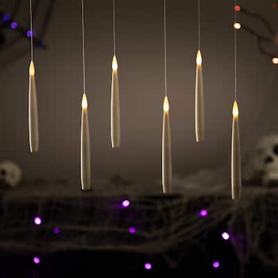 LED Flameless Flickering Floating Halloween Taper Candles - 6" - Set of 6