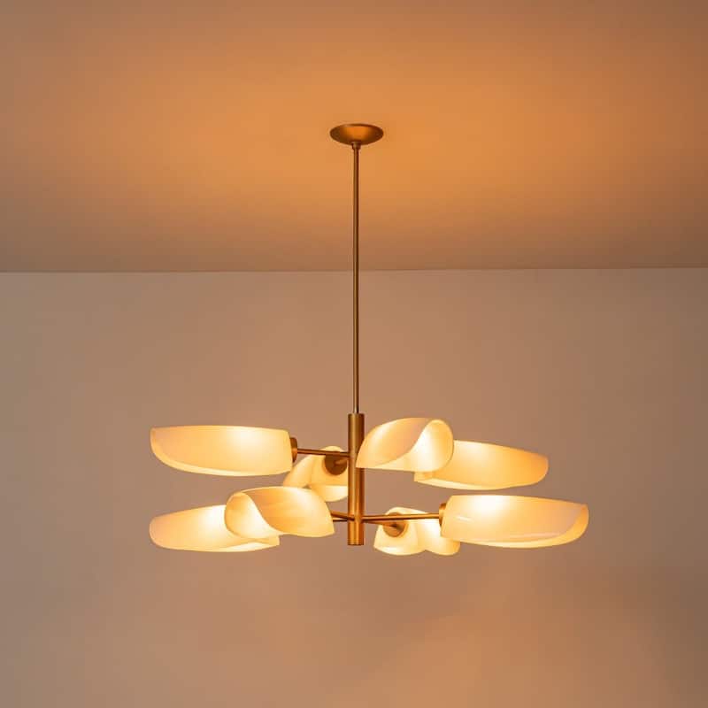 Modern 8-Light Opal Glass Tiered Chandelier - 42.5in