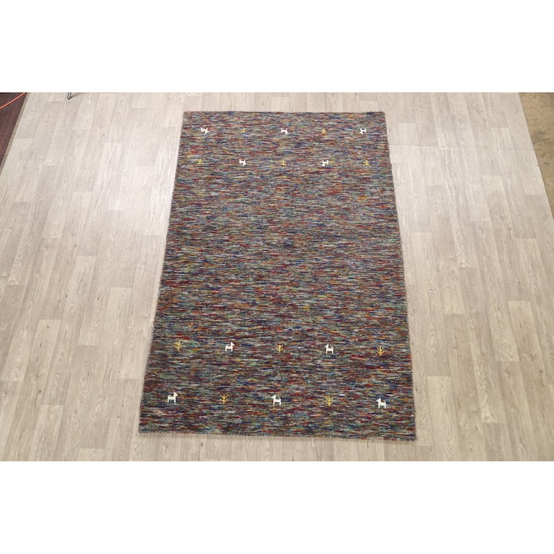 Hand Knotted Oriental 100% Wool Carpet Tribal Abstract Multi-Colored Gabbeh Area Rug - 8' 1'' X 5' 3''