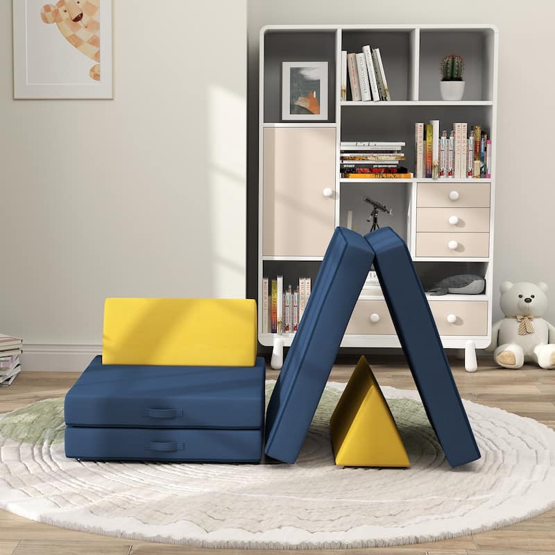 Kids Play Couch, 6 Piece Kids Couch for Playroom or Bedroom, Foam Couch for Kids with Washable Cover