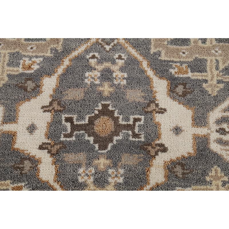 All-Over Gray Oushak Oriental Runner Rug Hand-Knotted Wool Carpet - 2'7"x 11'2"