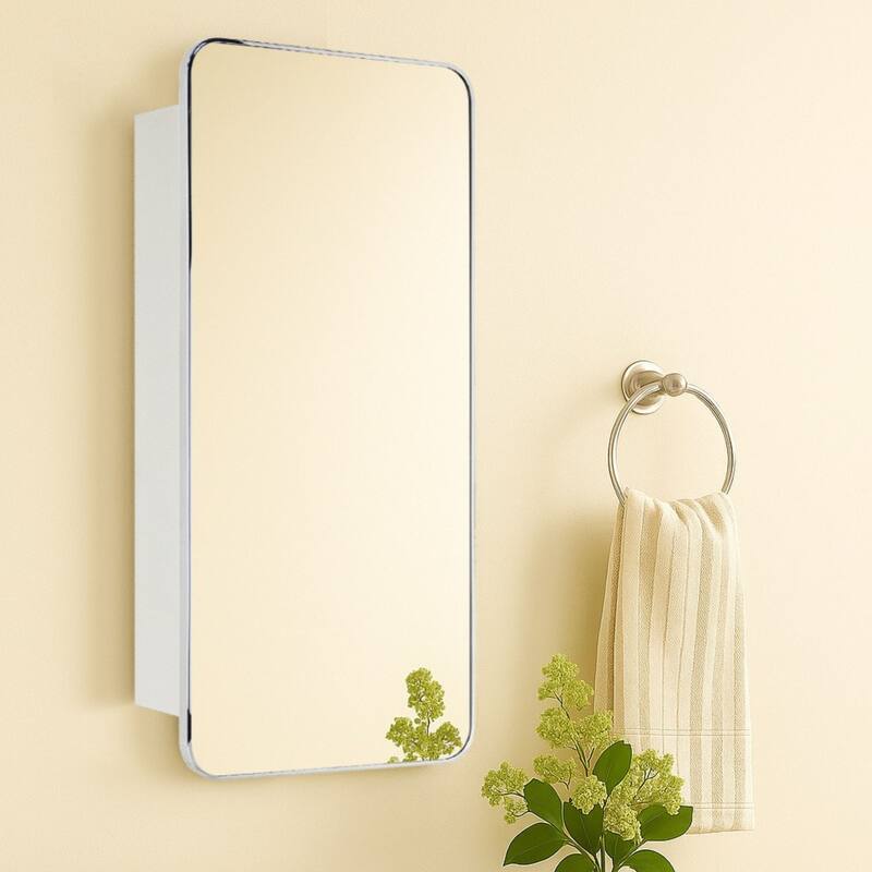 TEHOME Garnes Recessed or Surface Mount Framed Medicine Cabinet with Adjustable Shelves - 20'' x 40'' - Chrome