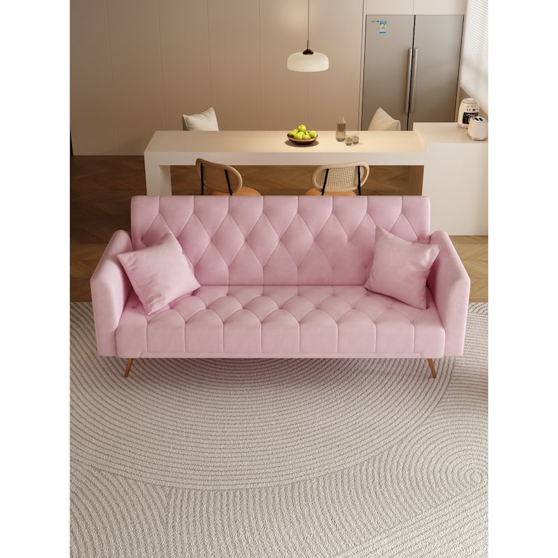 Multifunctional Velvet Sofa Bed: Smart Living Solution - Pink