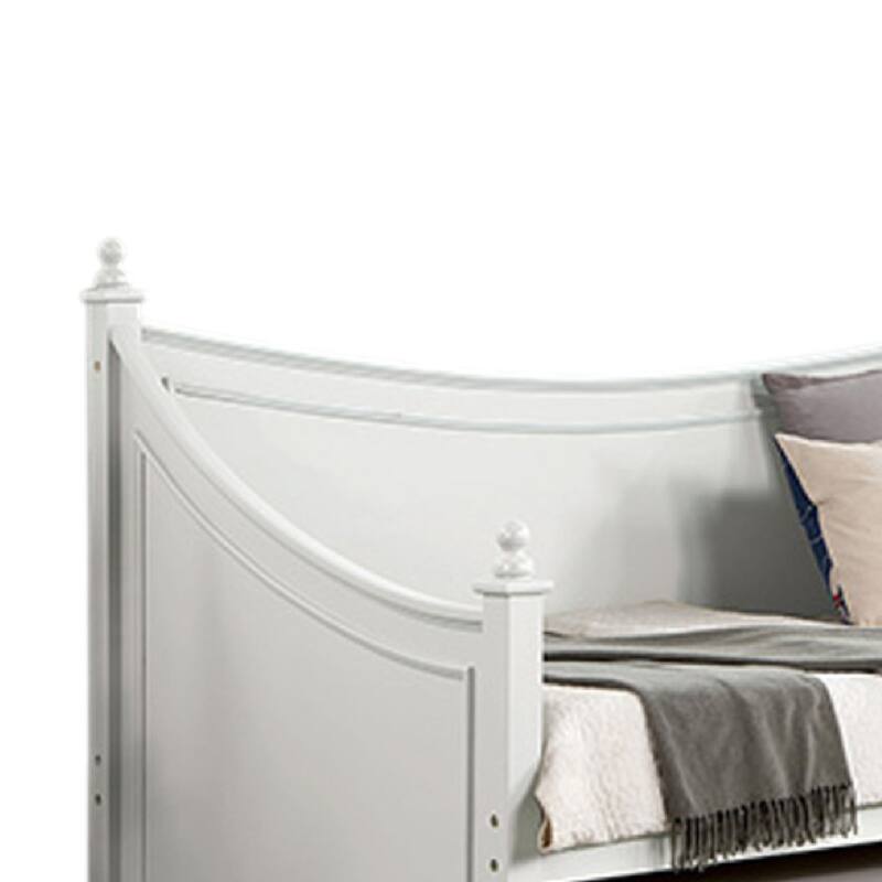 Kiki Twin Size Daybed w Trundle, Molded Details White Solid Wood