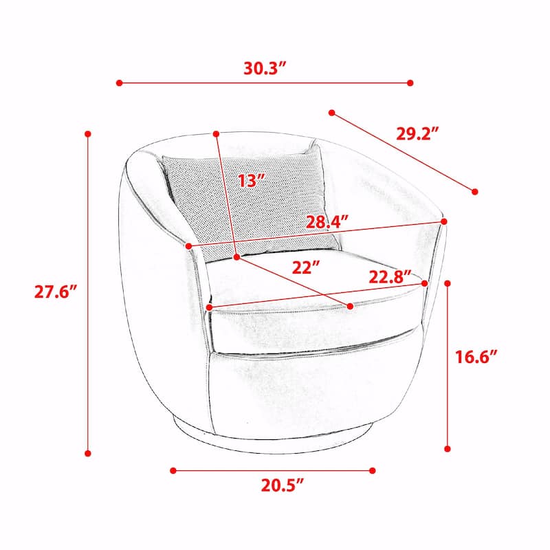 Modern Swivel Barrel Armchair with Storage