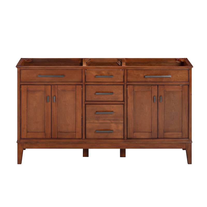 Madison 60 in. Double Bathroom Vanity Cabinet - 60"W x 21"D - Tobacco