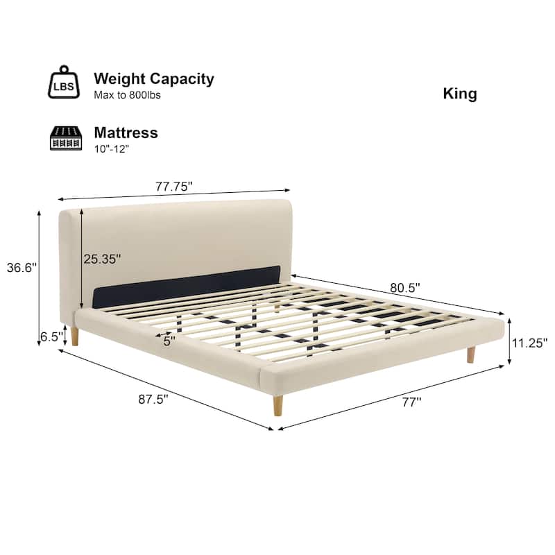 Christopher Knight Home - Havenoak Modern Upholstered Bed Frame with Chunky Headboard