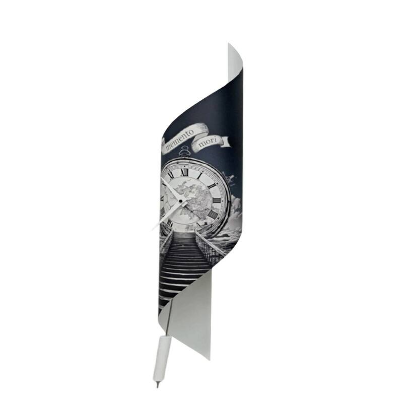 Stainless Steel Abstract Curved Wall Clock - 26.5" - Black and White