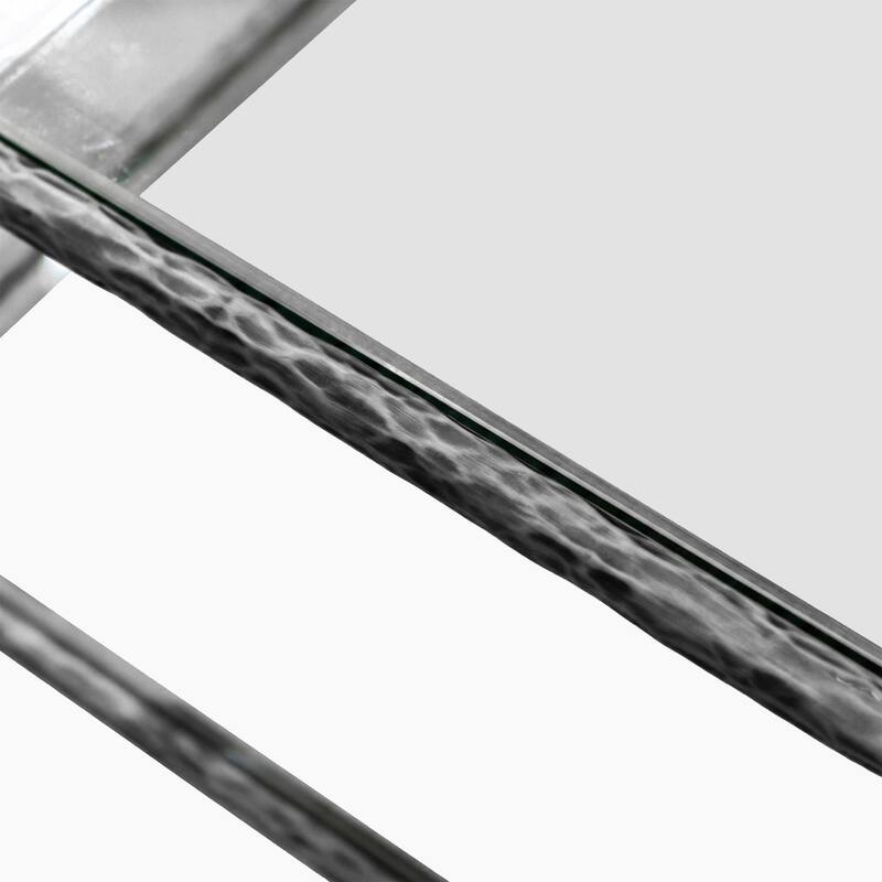 247 Shop At Home Lalia Modern 2-Piece Upholstered Hammered Metal Panel Bedroom Set with Nightstand