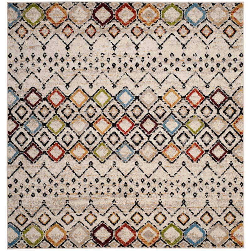 SAFAVIEH Amsterdam Bridget Moroccan Boho Rug - 6'7" Square - Ivory/Multi - Square
