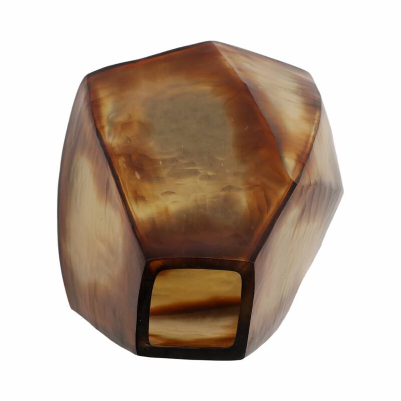 Glass Large Geometric Decorative Vase - Brown, 12 in.