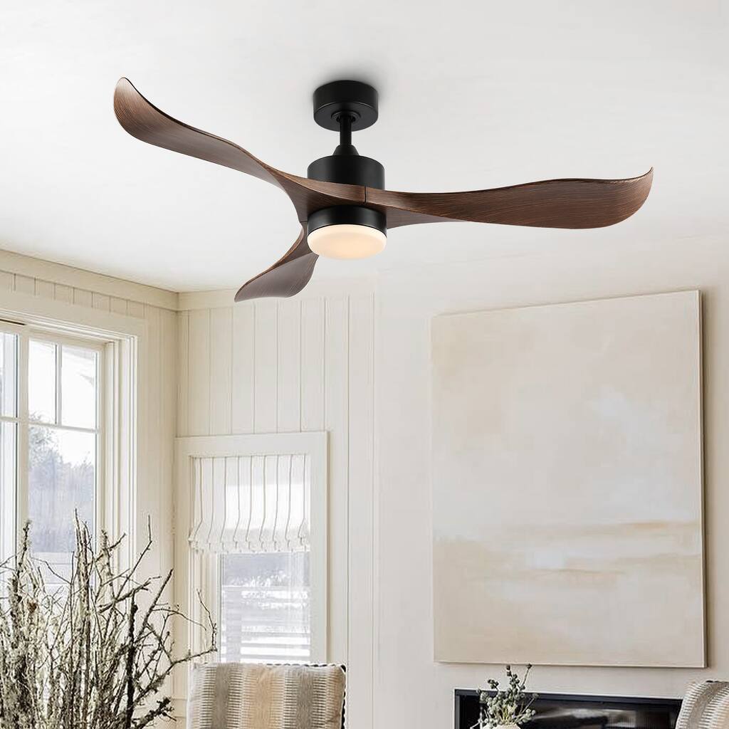 WINGBO 52" Modern Ceiling Fan with Lights and Remote, 3 Curved Blades - N/A