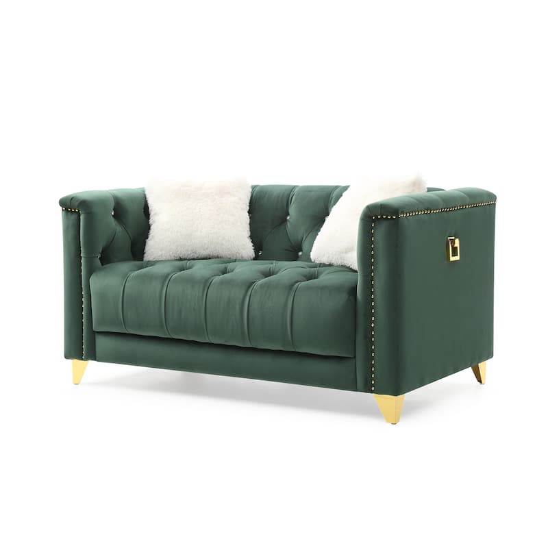 Upholstery Living Room Sofa Set in Velvet Fabric ( Set of 2 )