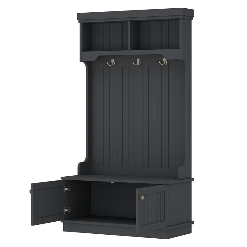 4-in-1 Hall Tree with Storage Bench and Coat Rack for Entryway