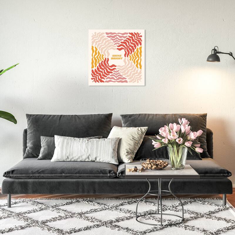 Wynwood Studio Canvas Typography and Quotes Shine Bright Leaf Orange Modern & Contemporary Wall Art Canvas Print