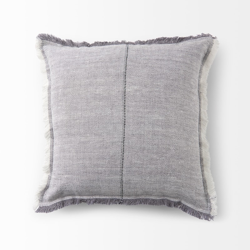 Thais 13L x 21W Light Gray Fabric Fringed Decorative Pillow Cover
