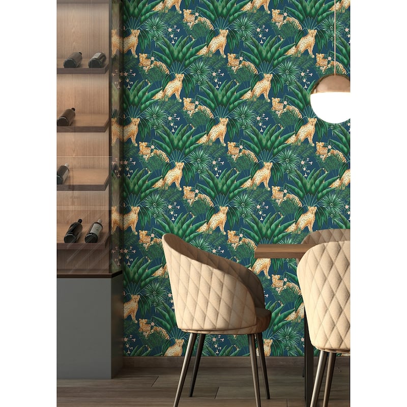 Augustus Blue Jungle Cheetah Wallpaper