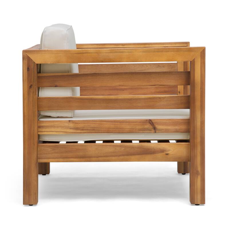 Oana Outdoor Acacia Wood Club Chair with Cushion by Christopher Knight Home