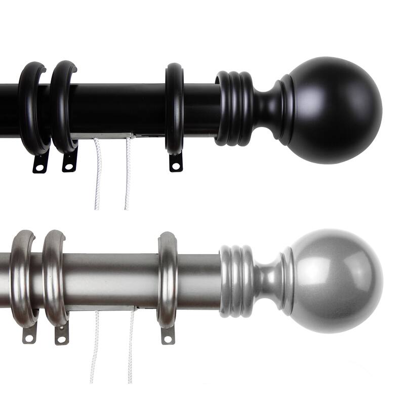 InStyleDesign Globe Finial Traverse Curtain Rod with Open Center Rings