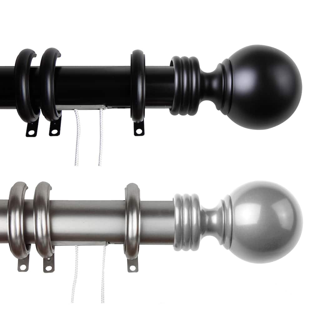 InStyleDesign Globe Finial Traverse Curtain Rod with Open Center Rings
