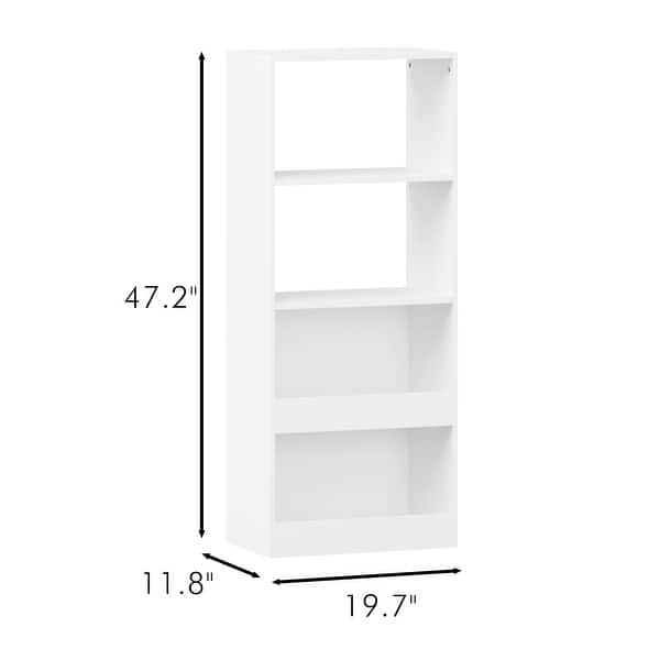 Kids Bookshelf Wall Mounted, 4-Tier Book Shelf Organizer, Tall Wooden Children's Bookcase, Storage Book Rack for Kids Room