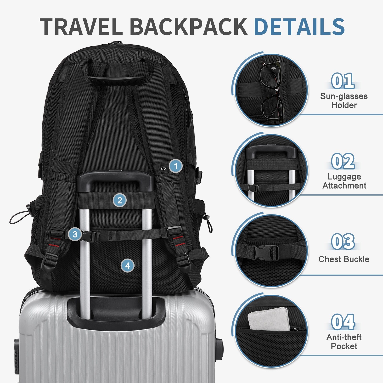 45L Travel Backpack for Men, TSA Approved Carry On Laptop 