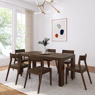 Plank and Beam 72" Modern Solid Wood Dining Table and Chairs Set